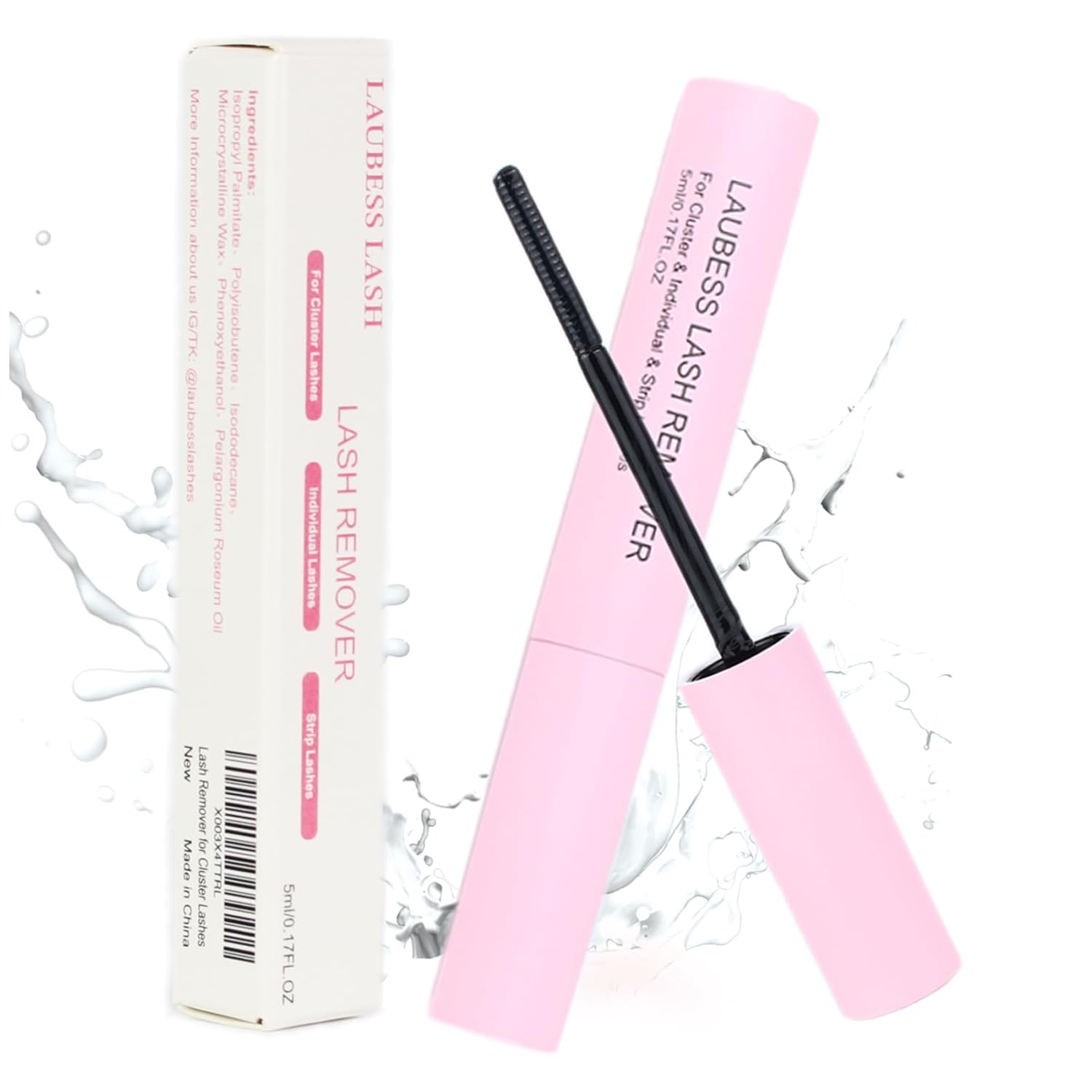 Detalle de LAUBESS Lash Remover for Cluster Lashes, 5ml — Gentle DIY Lash Extension Remover for Home Use