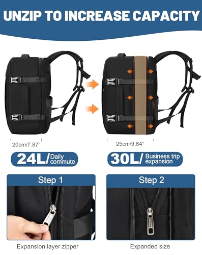 Detalle de MOCOCITO Mochila de cabina para avión 40x20x30 cm (expandible hasta +5 cm) impermeable, con compartimento para portátil 15,6”