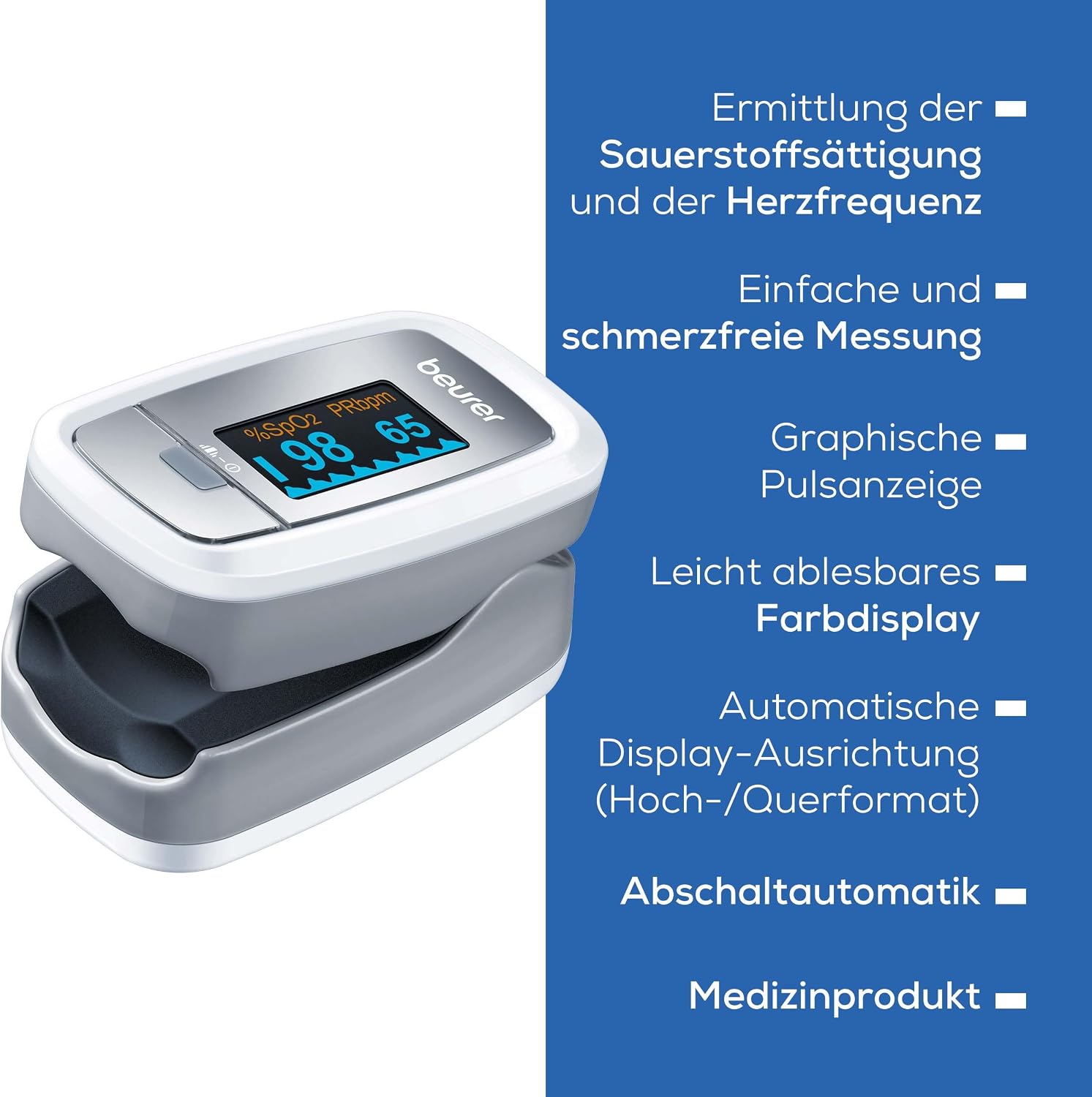 Thumbnail 6 de Beurer PO 30 Pulsoximeter – kompakte Messung von SpO₂ und Puls mit farbigem Display