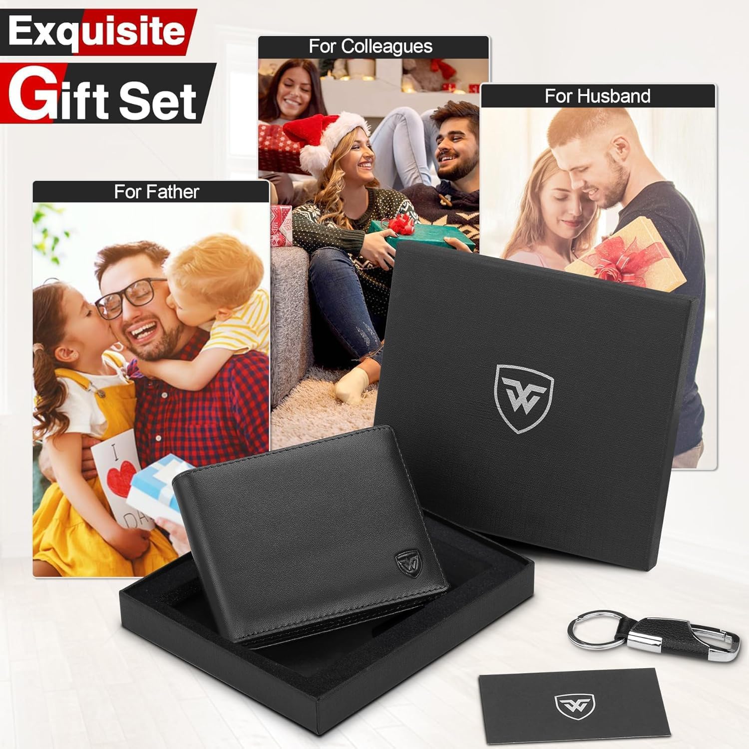 Thumbnail 6 de WONSEFOO Portafoglio Uomo Slim in Pelle con Blocco RFID e Dettagli di Regalo - 9x14x2,6 cm