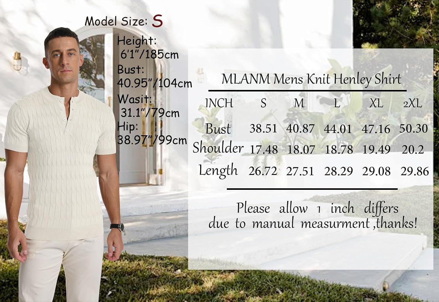 Thumbnail 5 de MLANM Knitted Henley Tee Slim Fit
