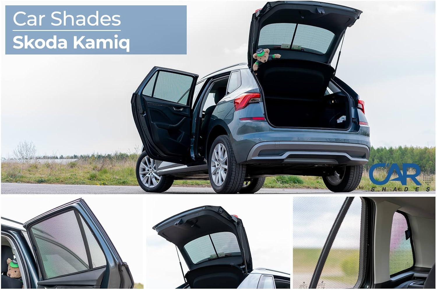 Detalle de Satz Car Shades kompatibel mit Skoda Kamiq 2019- (6-teilig) in Schwarz