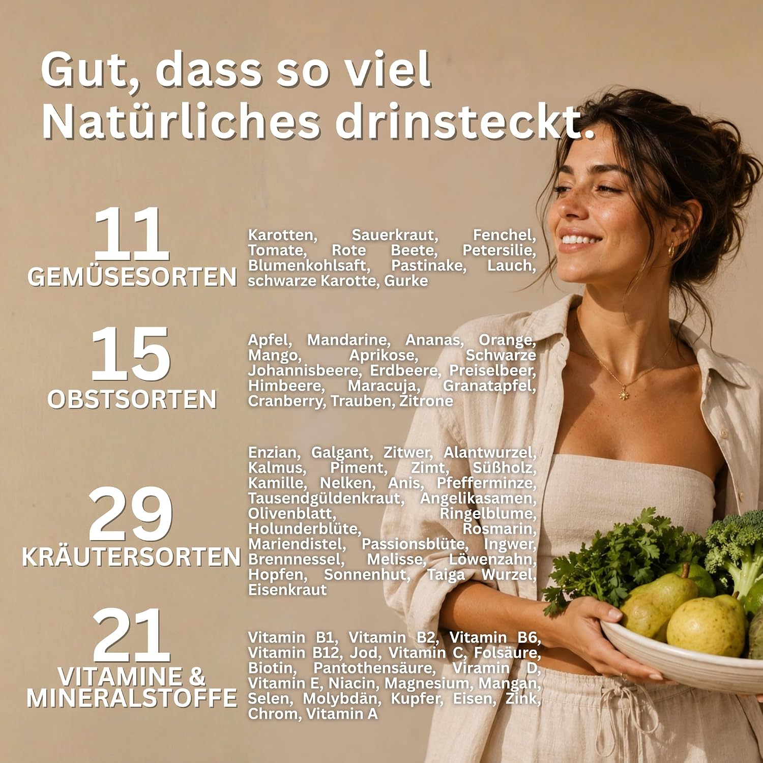 Detalle de Vital Mikronährstoffkonzentrat für 50 Tage – Multivitamin-Drink mit Vitaminen, Mineralstoffen und sekundären Pflanzenstoffen