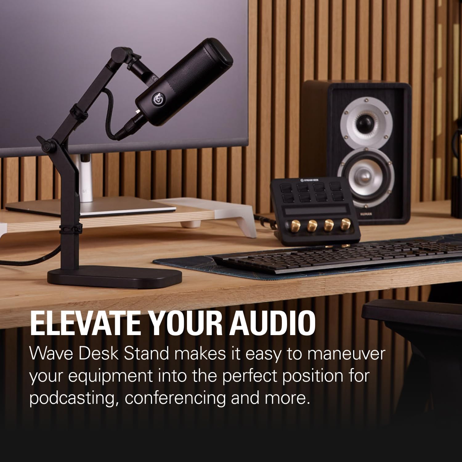 Detalle de elgato Wave Desk Stand Adjustable Microphone Stand, Metal, Black, 1 kg Capacity