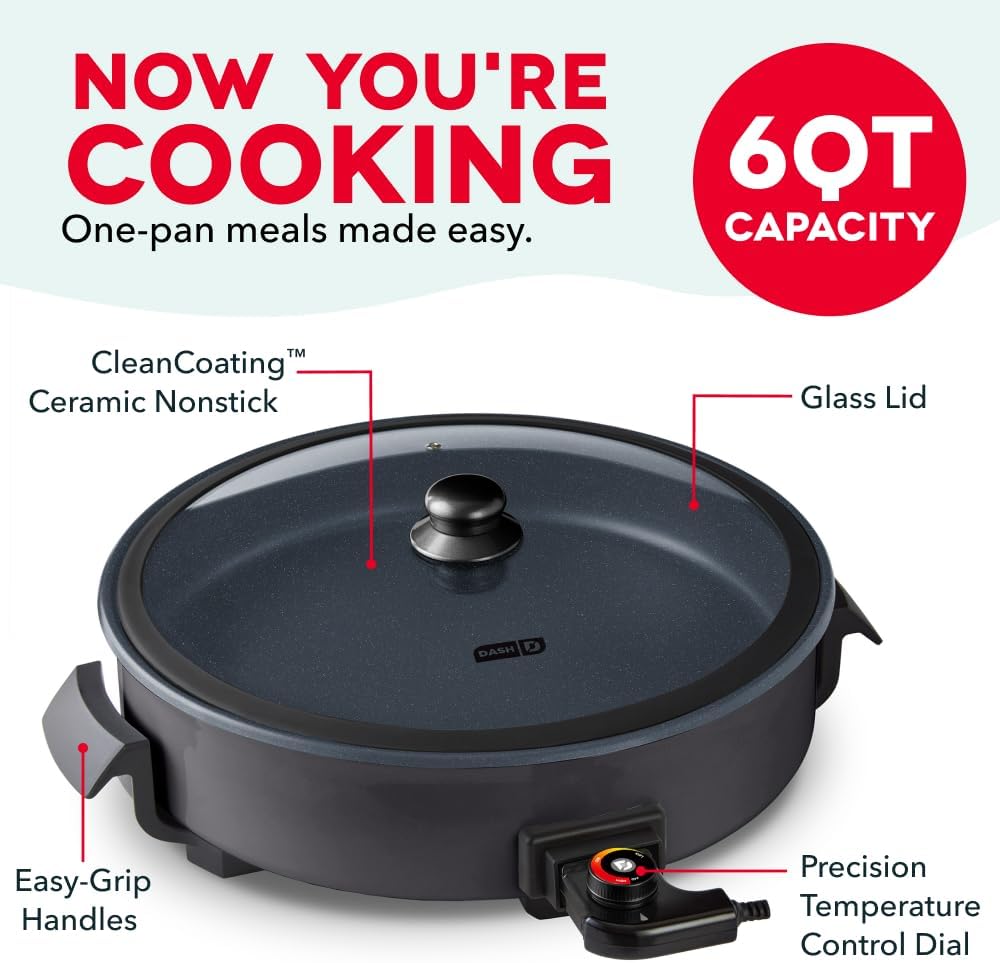 Thumbnail 6 de DASH Family Size Electric Skillet, 6-Quart Ceramic, 14-Inch with Lid