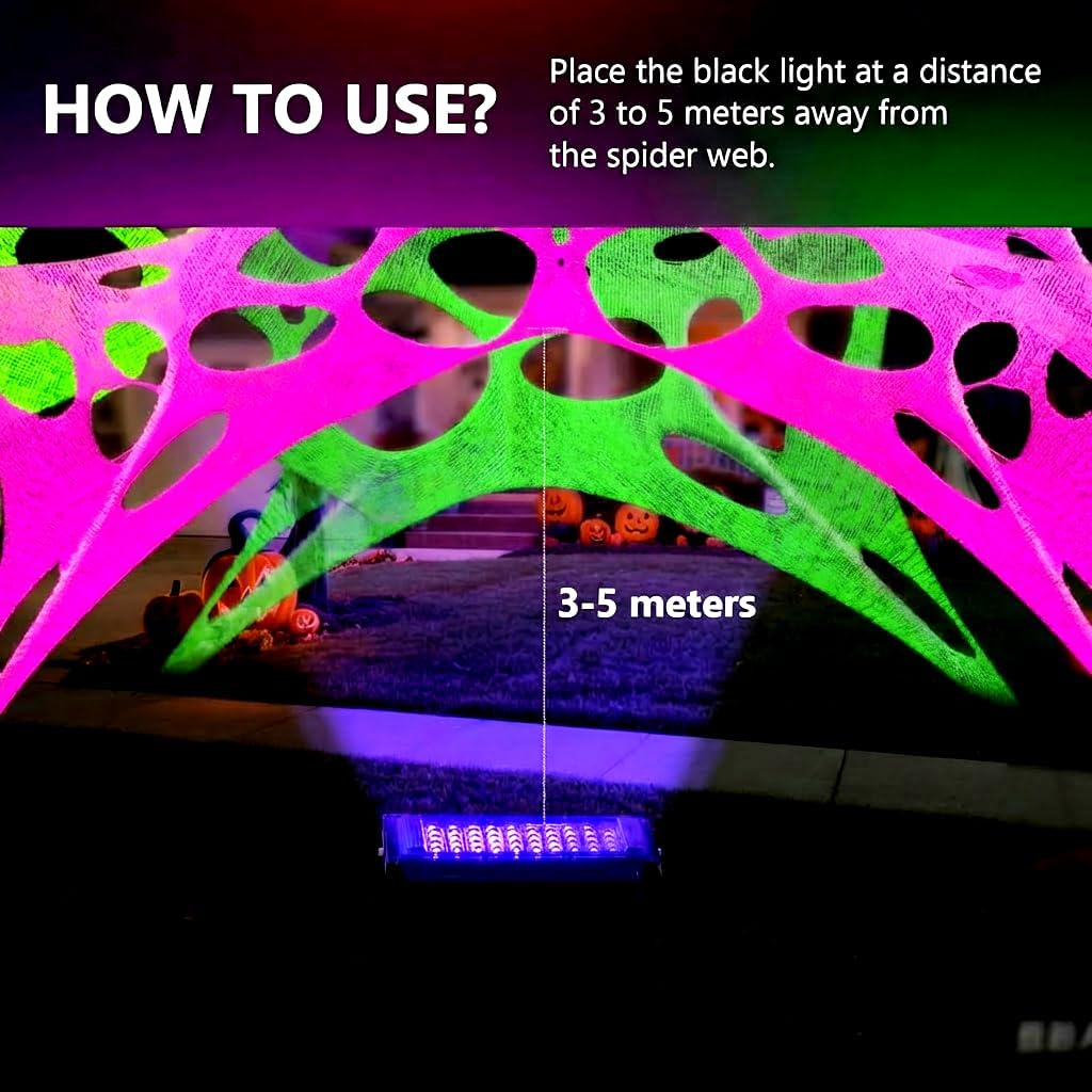 Thumbnail 3 de wymulot 2*10M Cotton Spider Web Decoration, 5 Colors, Black Light