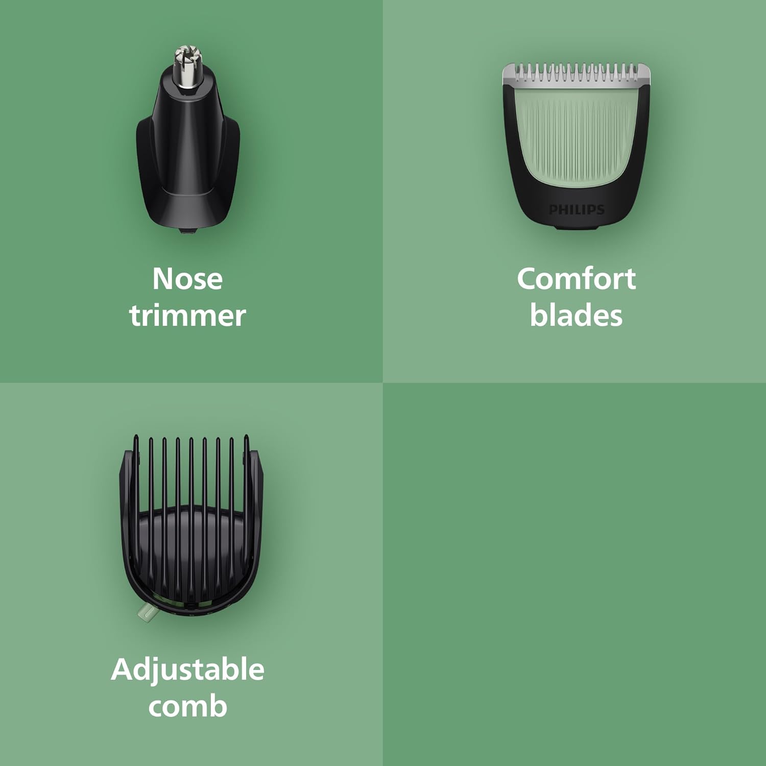 Detalle de Philips Multigroom 3000 Series All-in-One 7-Piece Trimmer (MG3930/15): Beard, Hair & Nose Clipper