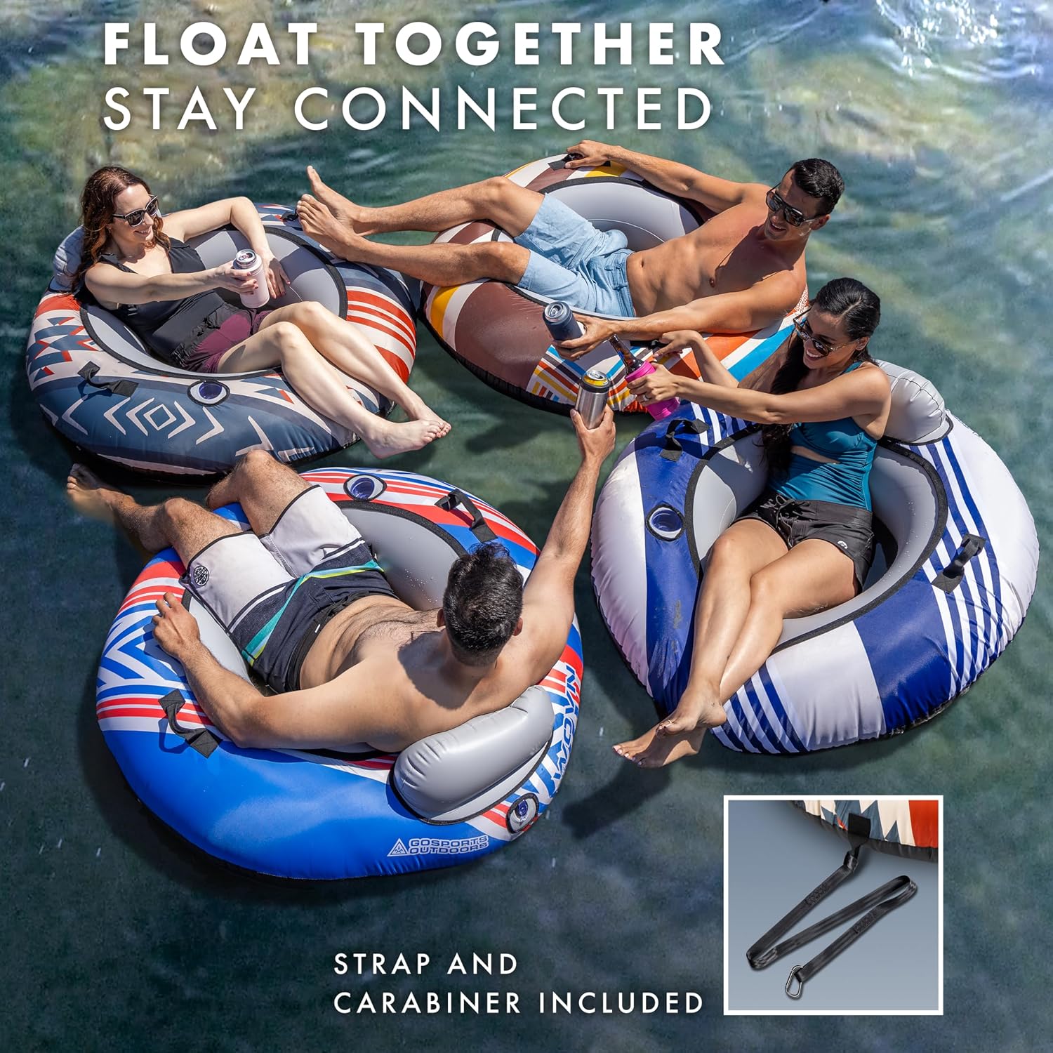 Detalle de GoSports WOVN River Tube with Premium Canvas Cover – Heavy Duty Float