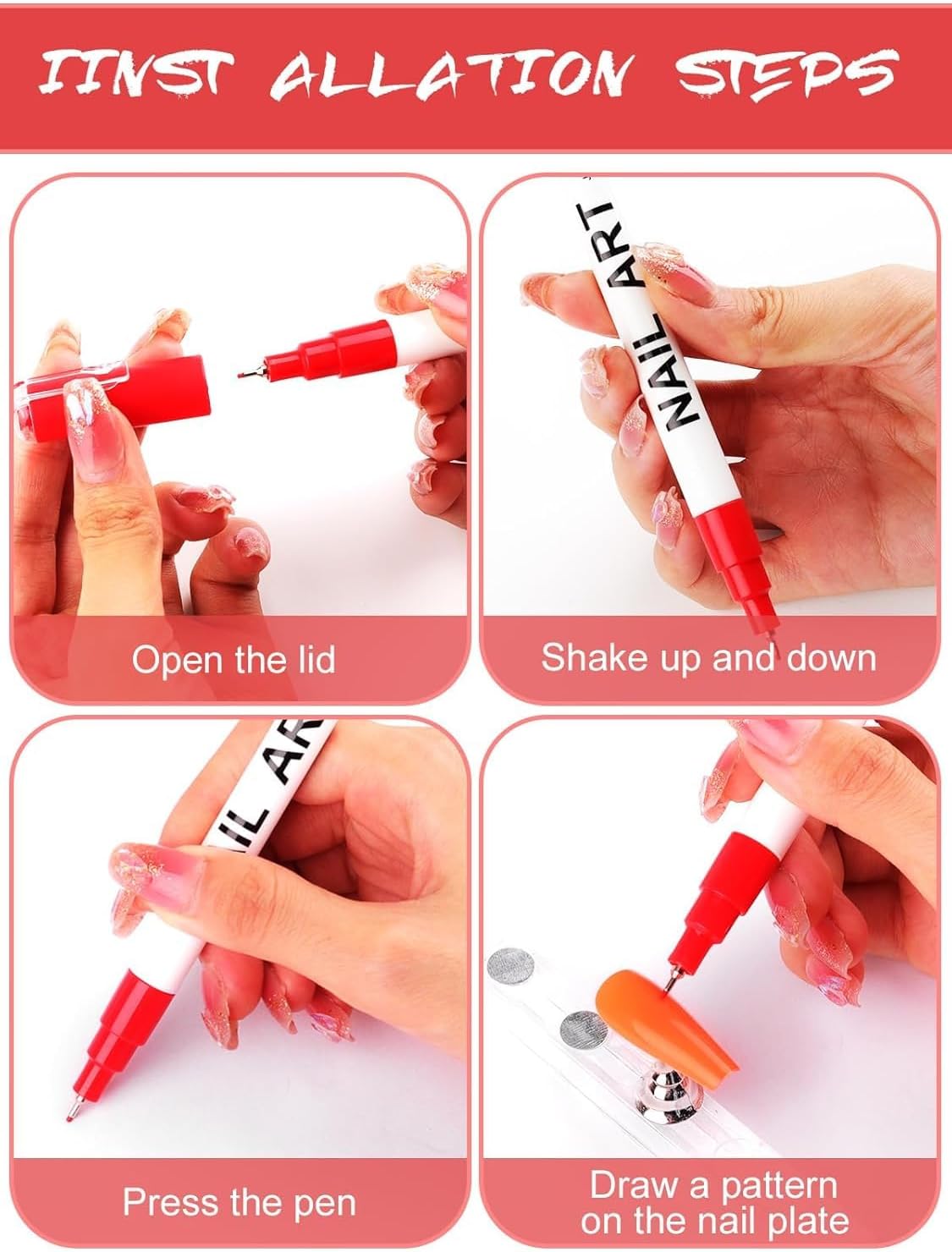 Thumbnail 6 de Kalolary Nail Art Pens, 0.5 mm, 12 Colours for DIY Nail Designs