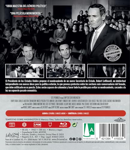 Detalle 2 de Tempestad sobre Washington (Advise & Consent) (1962) — Blu-ray | Divisa Films
