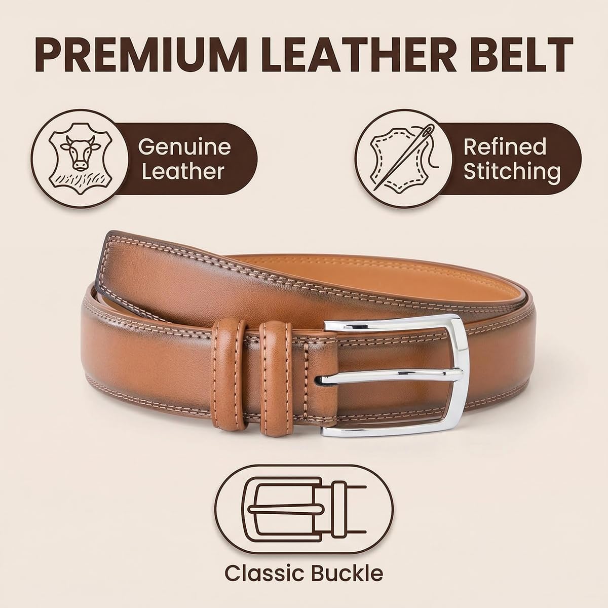 Detalle 2 de VRLEGEND ceinture en cuir 3,5 cm