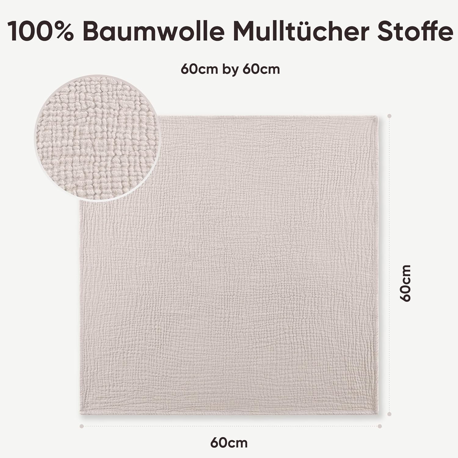 Thumbnail 2 de Bearmoss Moltontücher Baby aus 100% Baumwolle, 4er Set Musselin-Spucktücher 60x60 cm (Aprikosenblüten)