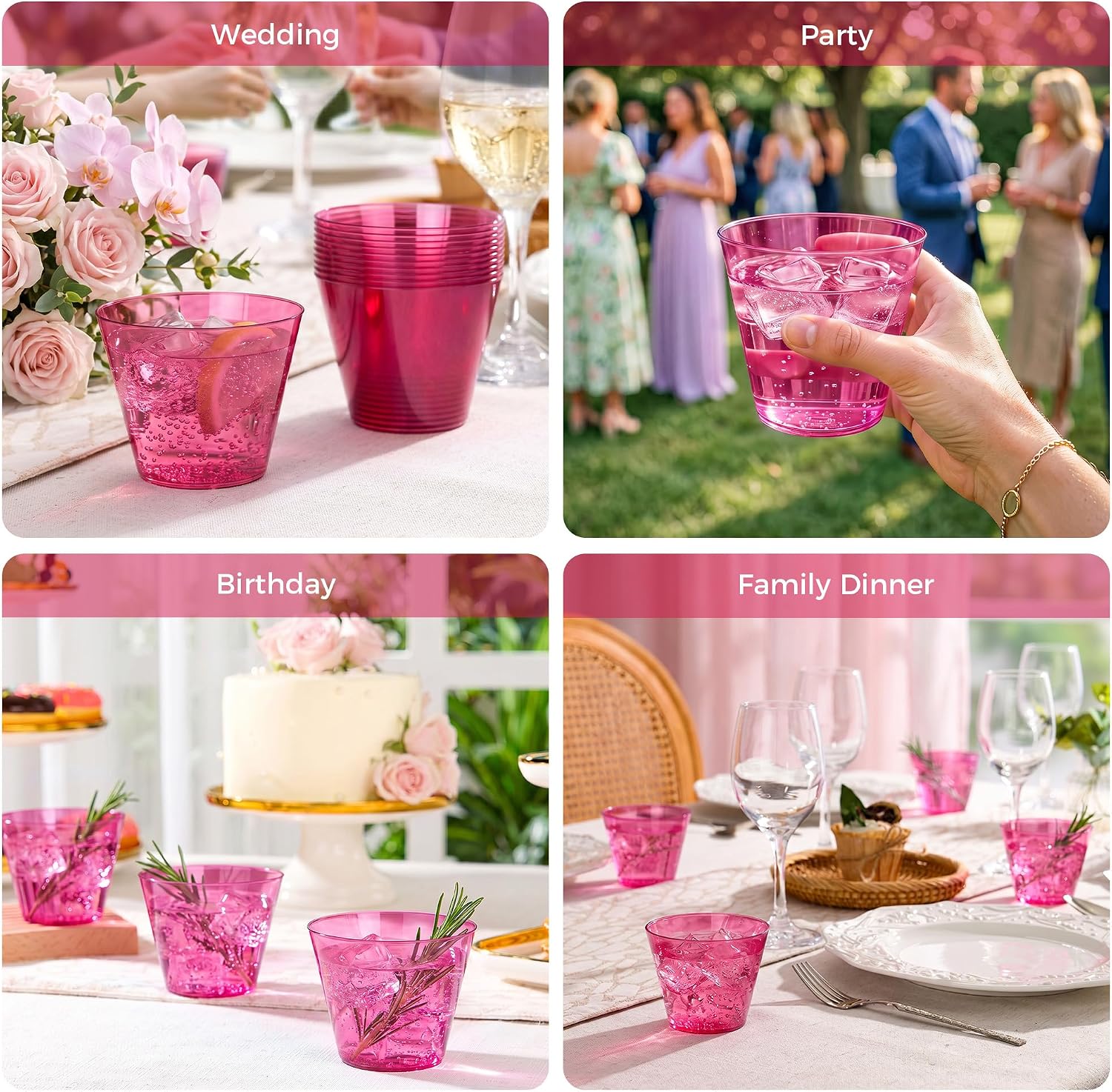 Thumbnail 6 de Goodluck GL-9OZ- Burgundy-100-CA 9 oz Burgundy Plastic Party Cups, 100 Pack