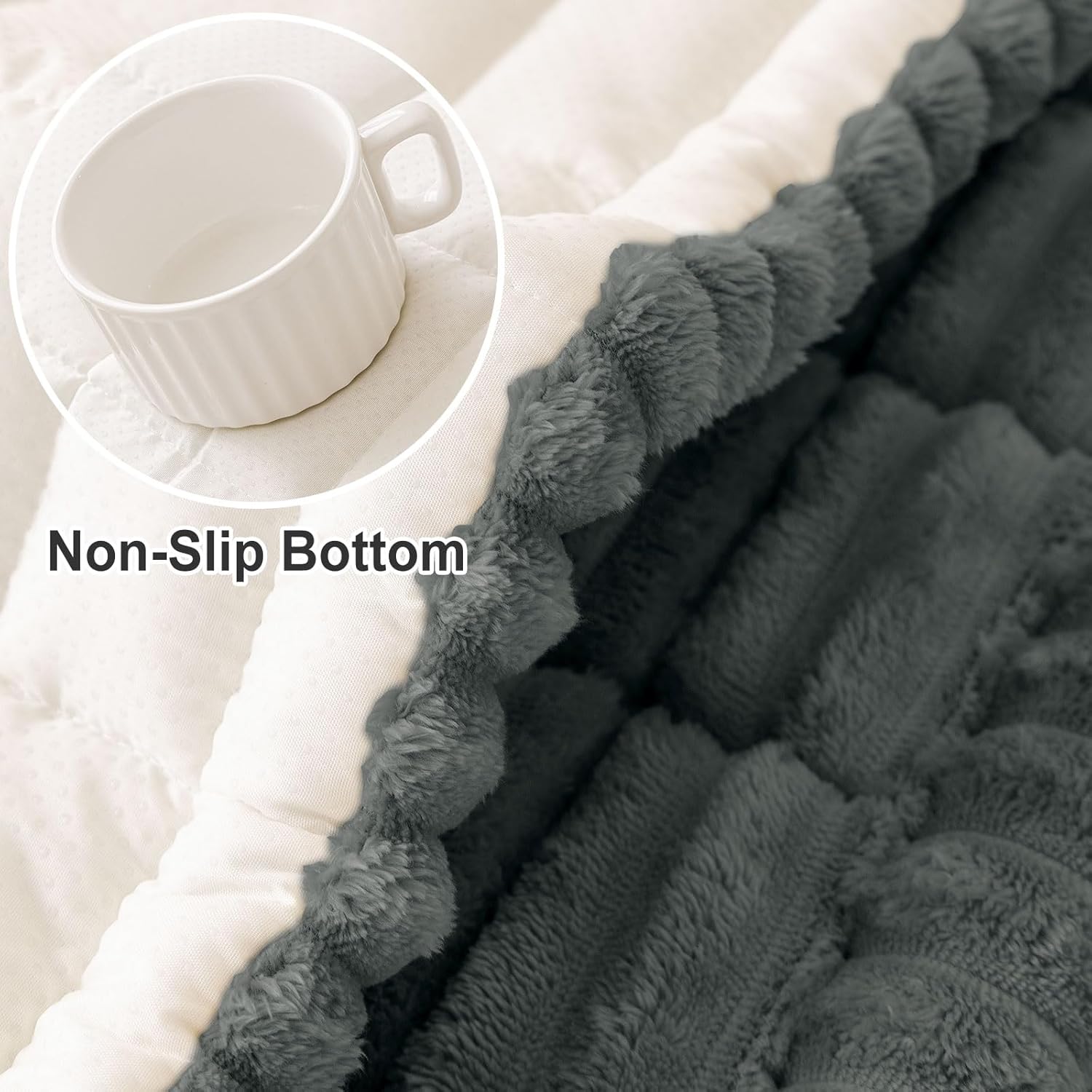 Detalle 2 de hyha Washable Non-Slip Plush Couch Covers for Dogs (Dark Grey, 3-Cushion Size: 27.6" x 59")