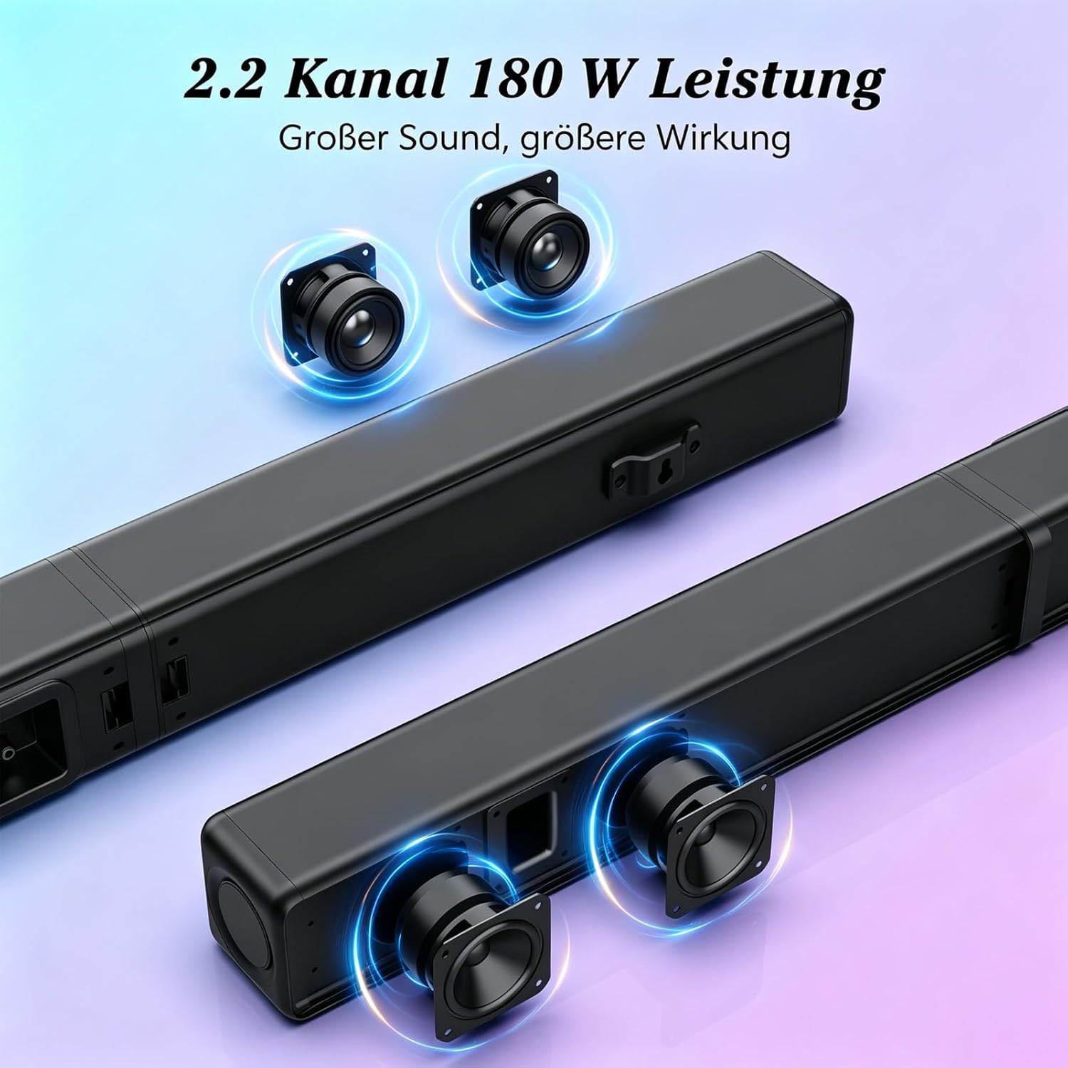 Thumbnail 2 de Wlep 2.2 CH Soundbar für TV – 180 W, abnehmbares 2-in-1 Design, RGB-Beleuchtung, Bluetooth 5.3