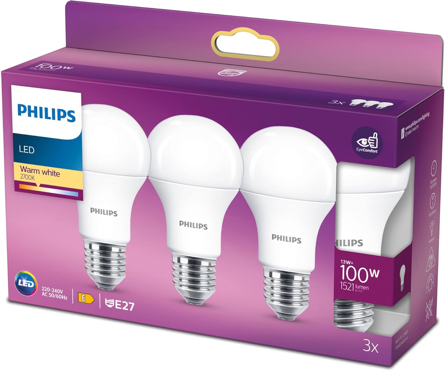 Thumbnail 6 de Philips LED Classic E27 Lampen 6er-Set (100 W) – warmweiß, matt, energiesparend