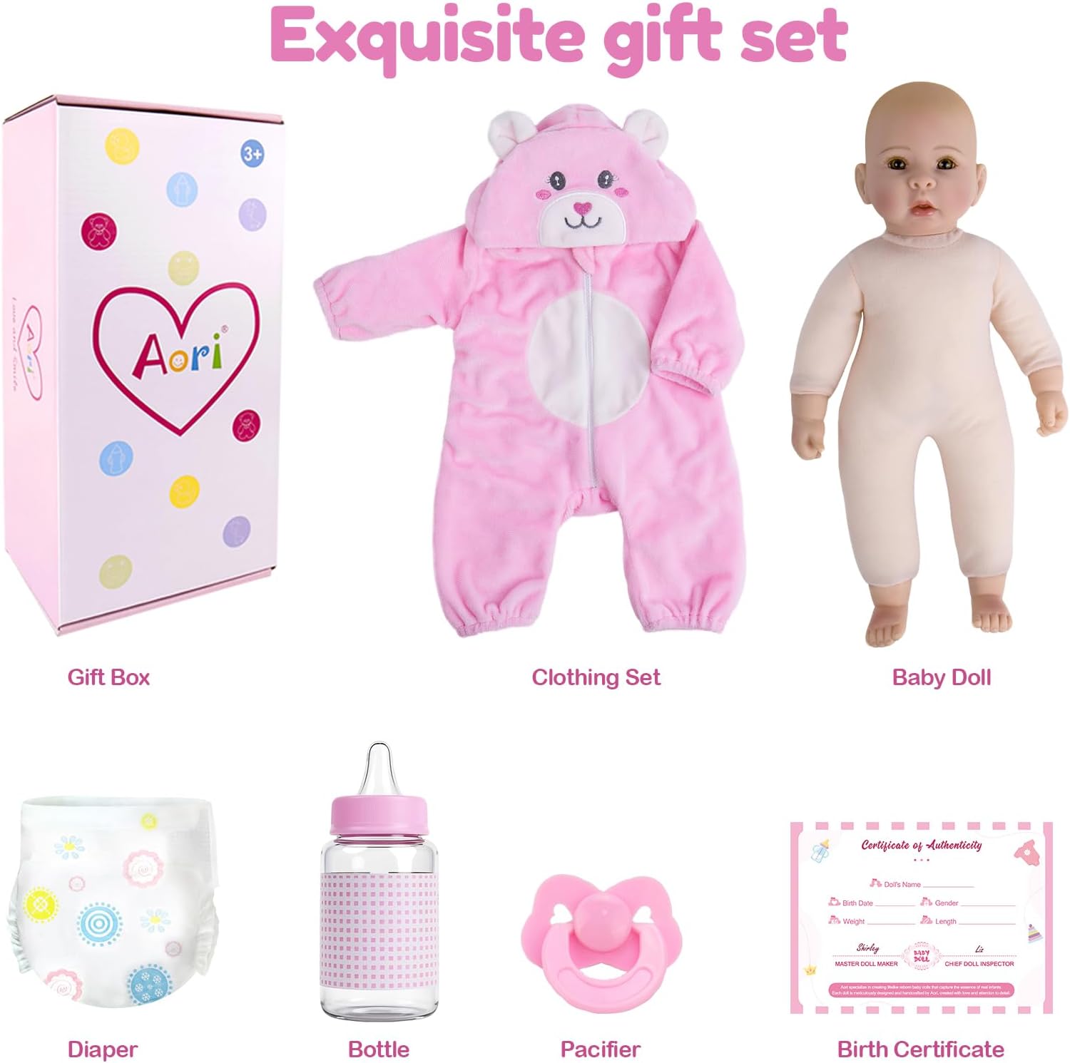 Thumbnail 6 de Aori 17-inch Realistic Baby Doll with Soft Body, Feeding Kit Included