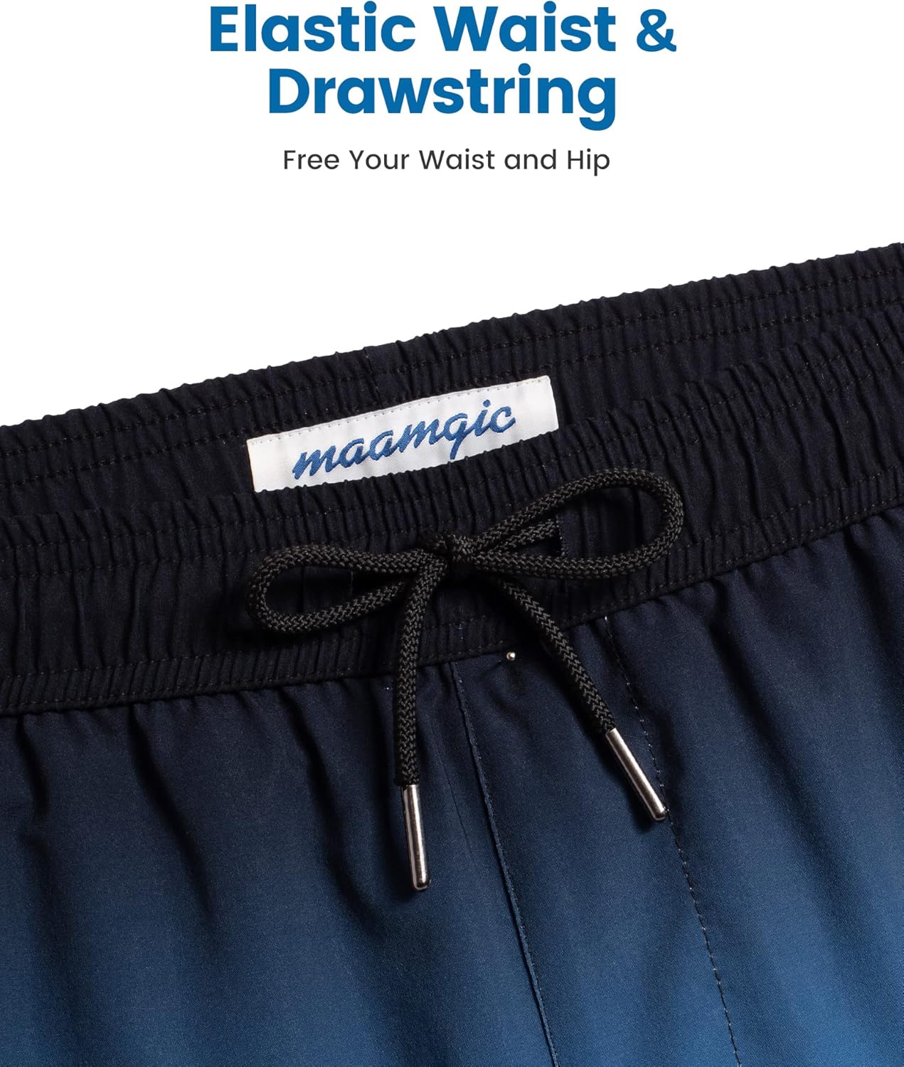 Detalle 2 de MaaMgic Herren 2-in-1 Kompressions-Badeshose mit Innenhose – Schnell trocknend, 14 cm Innenlänge