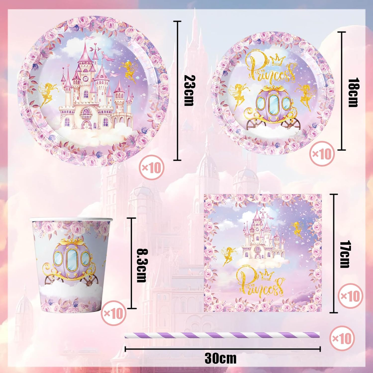 Thumbnail 1 de Schloss Prinzessin Partygeschirr Set 10 Gäste 🎉