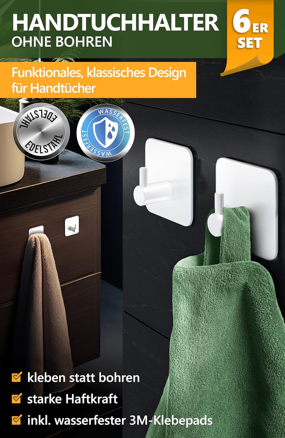 Thumbnail 1 de 4smile Handtuchhaken 6er-Set ohne Bohren