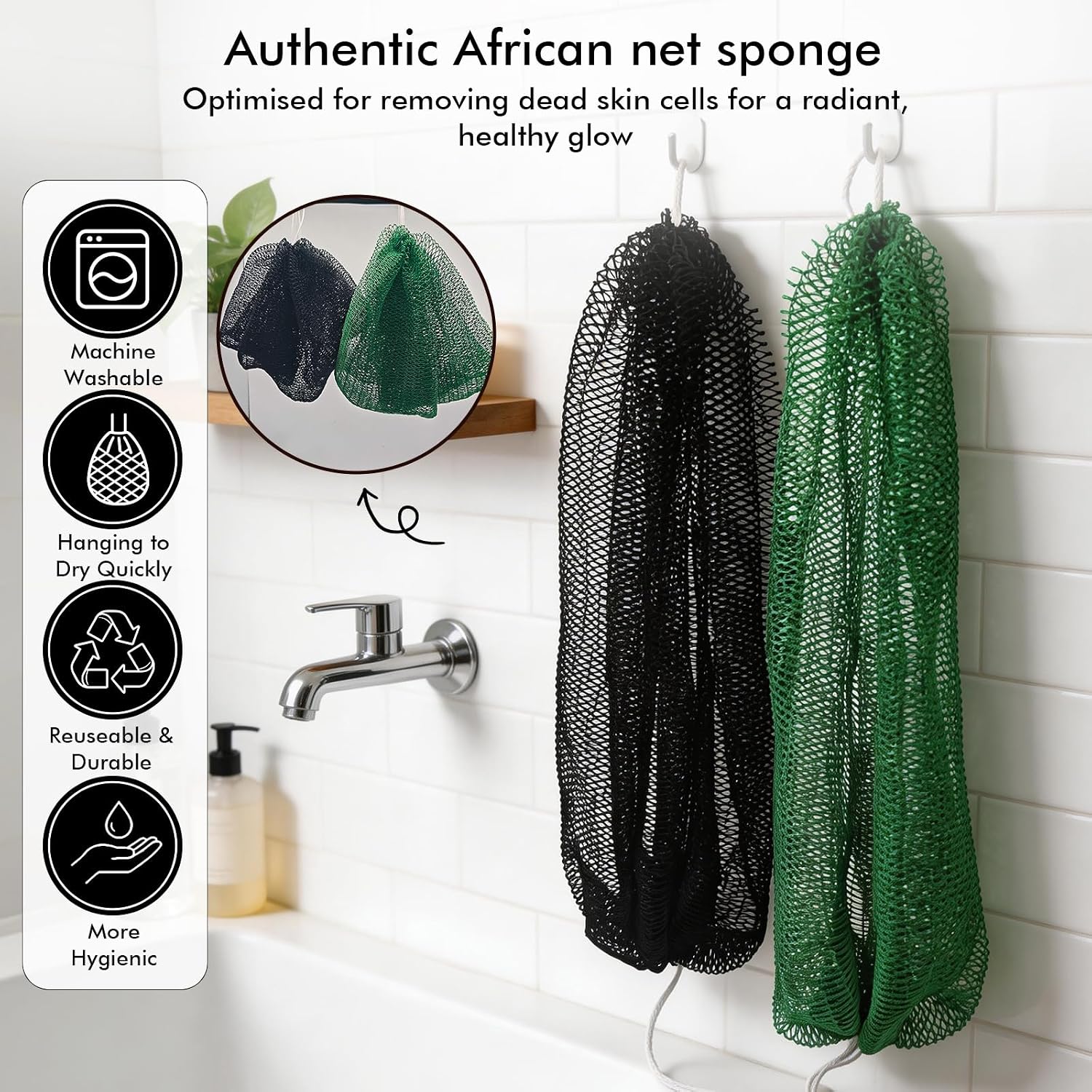 Thumbnail 2 de InemzTal African Net Sponge, Afrikaanse netspons set van 2 met geschenkdoos