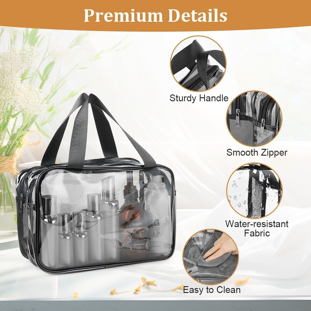 Detalle de Aucuu Trousse de Toilette Voyage – Grande capacité, compartiments séparés et PVC transparent