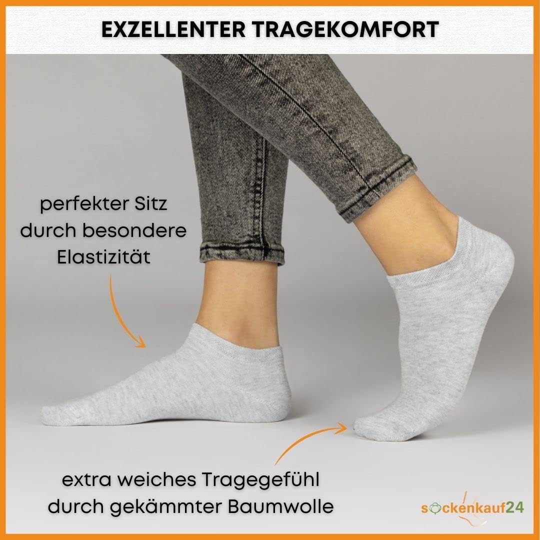 Thumbnail 5 de 10 Paar Premium Sneaker Socken Herren & Damen – gekämmte Baumwolle, Komfortbund, kein Drücken, OEKO-TEX