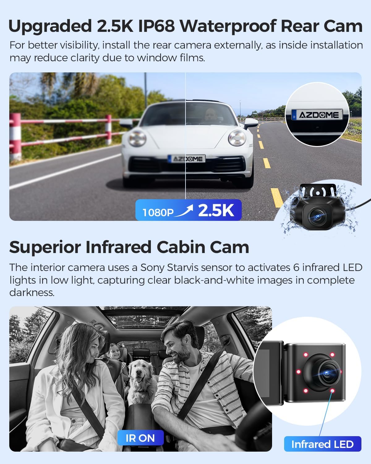 Thumbnail 3 de AZDOME M550 Max 4K 3-Channel Dash Cam with Dual STARVIS Sensors, Built-in WiFi & GPS, 64GB Card Included
