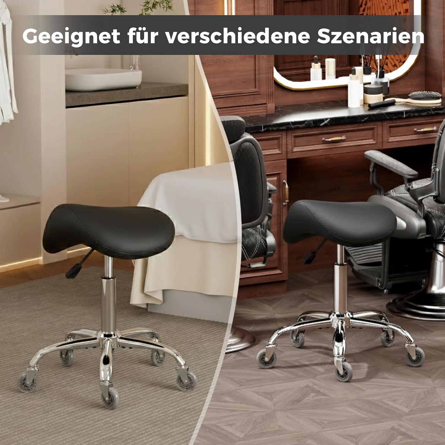 Detalle 1 de BEWISHOME Sattelhocker Höhenverstellbar 360° Drehhocker