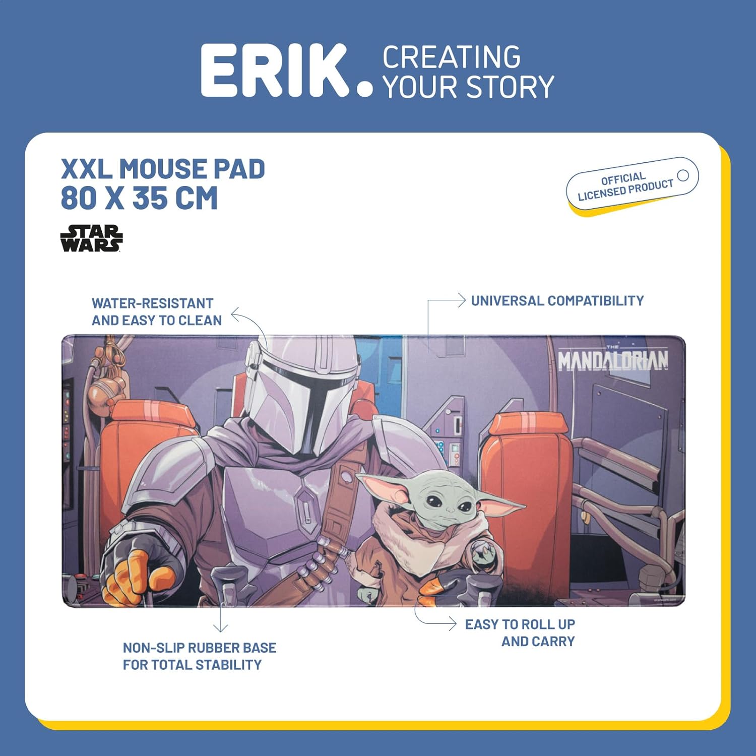 Thumbnail 1 de Grupo Erik Large Mouse Mat – Star Wars The Mandalorian & Grogu 80 x 35 cm