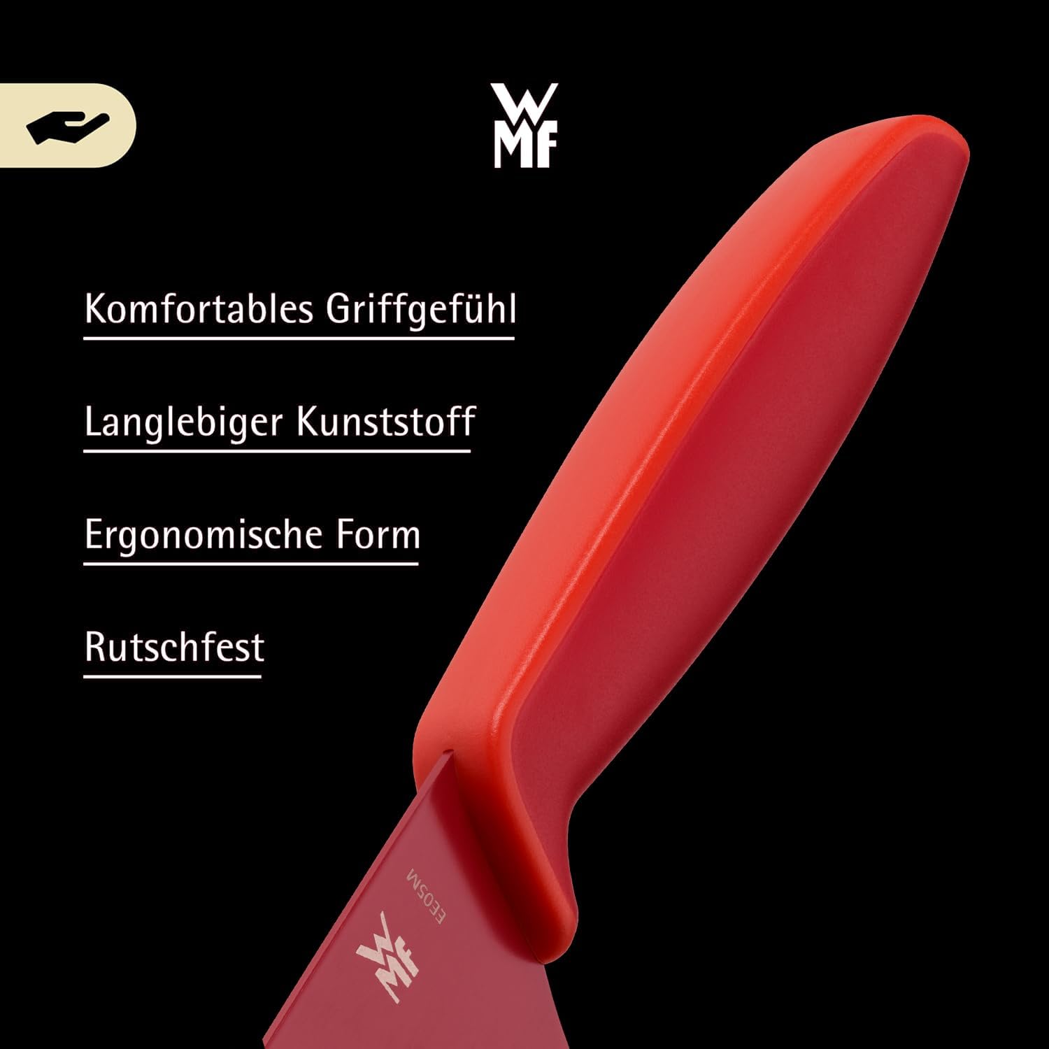 Detalle de WMF Touch Messerset 2-teilig – scharfes Küchenmesser-Set aus Spezialklingenstahl, antihaftbeschichtet, roter Griff