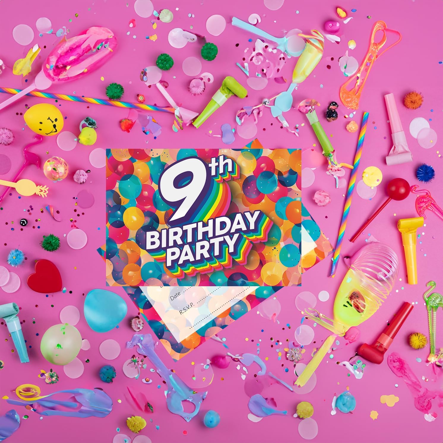 Thumbnail 5 de 9th Birthday Party Invitations Kids 36 Pack