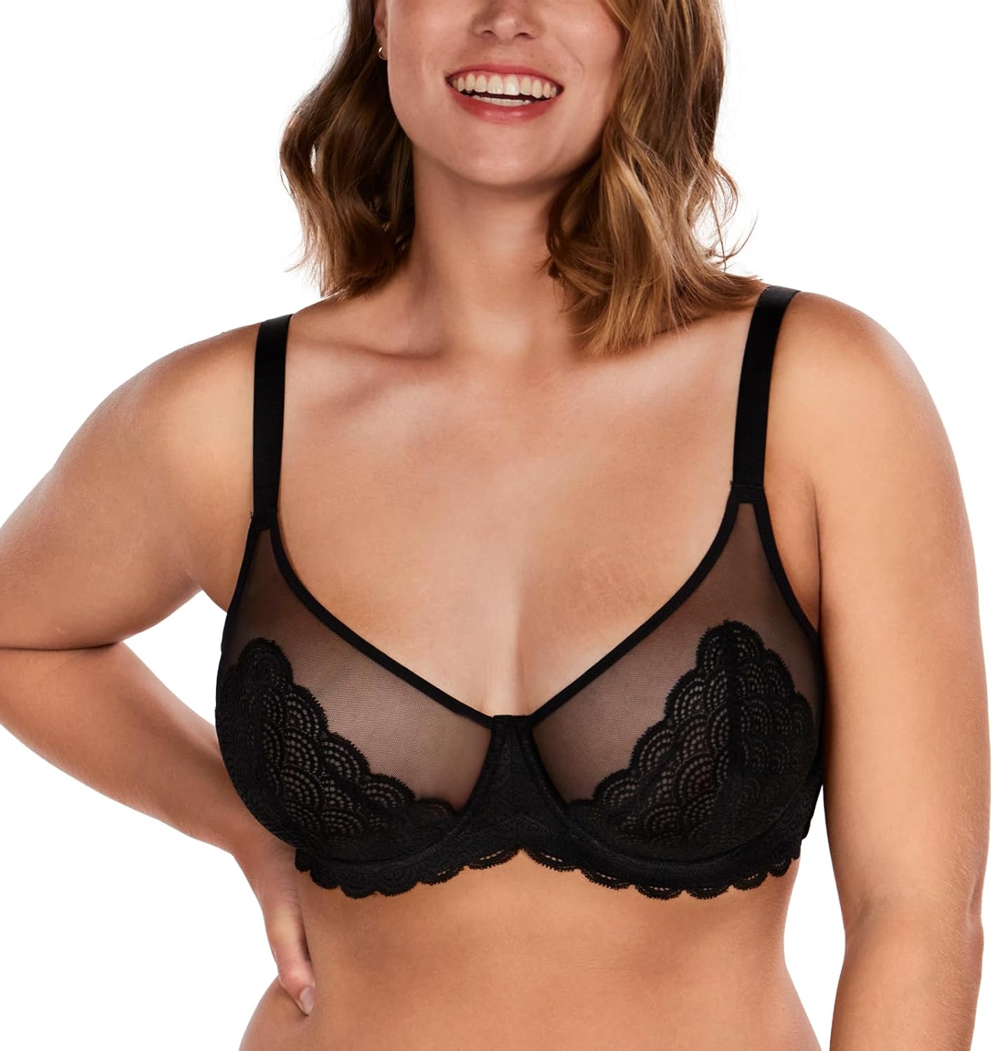 Thumbnail 3 de HSIA Minimizer Bra for Women, Large Bust Full Coverage Lace Plus Size (Mermaid Scales)