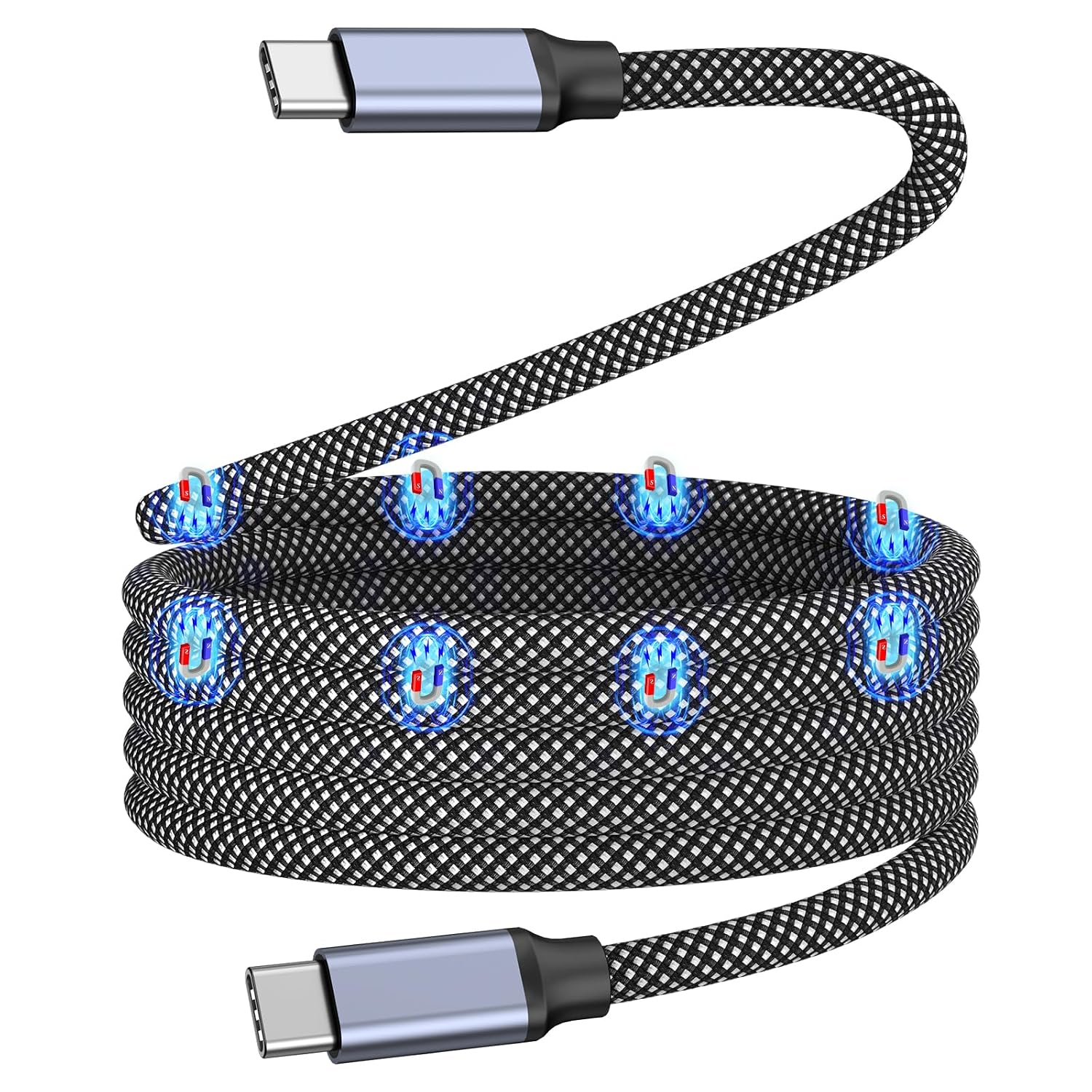 Detalle de Magtame 240W USB-C Magnetic Charger Cable (USB-C to USB-C, 3.3ft) – Black
