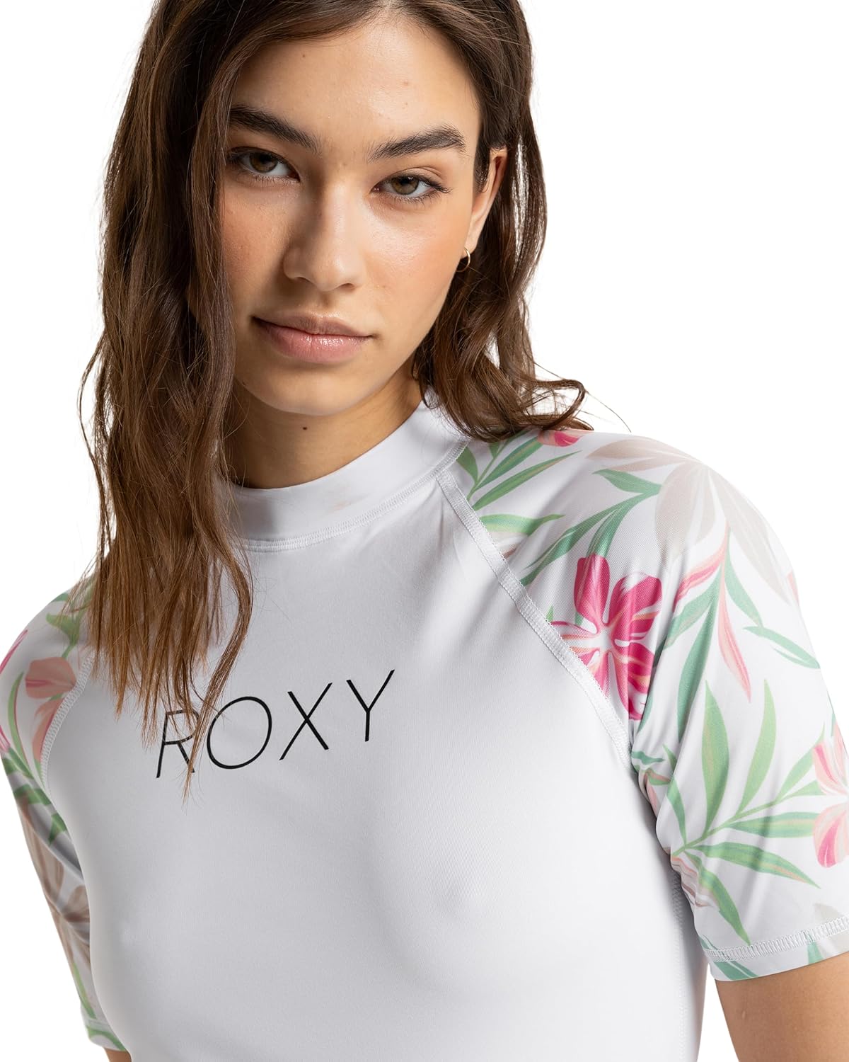 Detalle de Roxy Sea Bloom en Full Moon Lycra Femme – robe ou haut léger à manches courtes