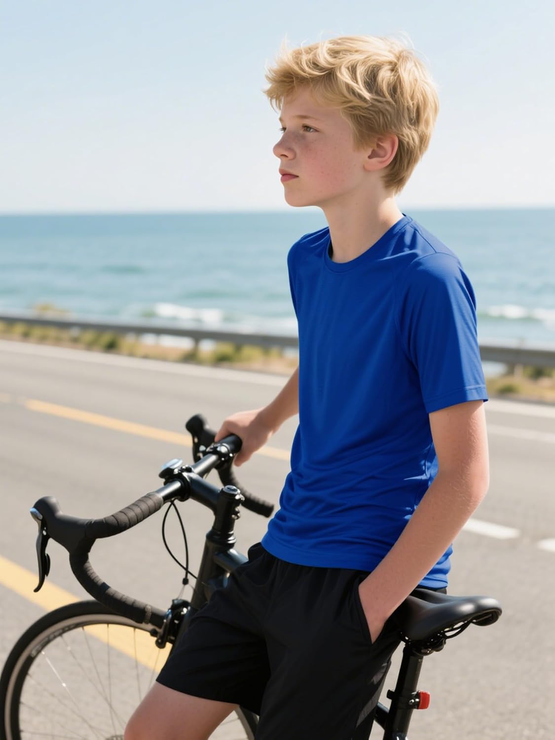 Detalle de IHU Boys Neon Dry-Fit Rash Guard Shirts, UPF 50+ Short Sleeve Kids Tops