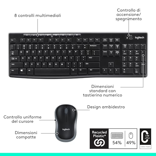 Thumbnail 7 de Logitech MK270 Combo tastiera e mouse wireless, QWERTY italiano, 8 tasti multimediali