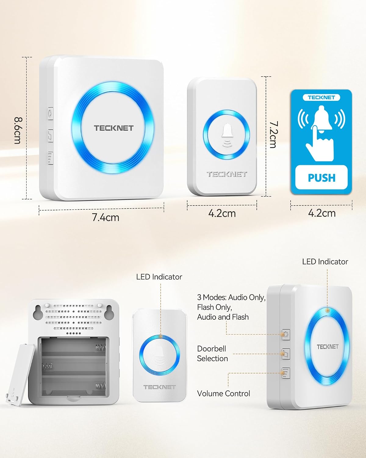 Thumbnail 6 de TECKNET Wireless Doorbell 400m range