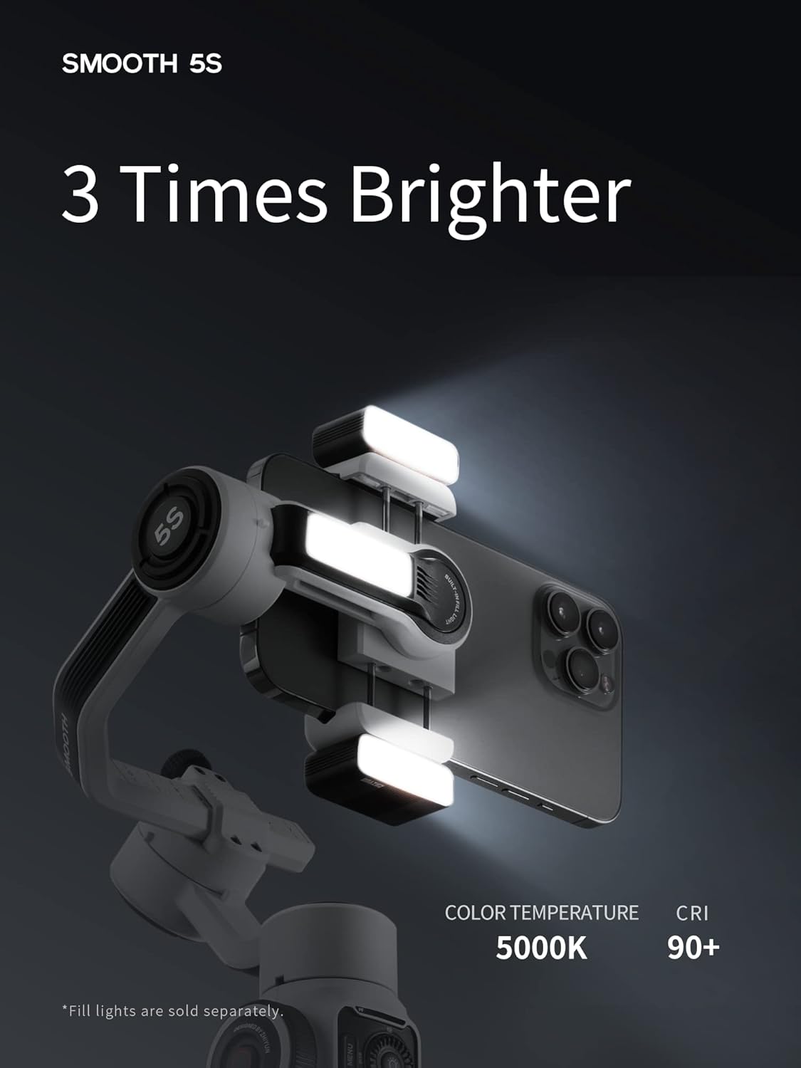Detalle de ZHIYUN Smooth-5S Combo iPhone 3-Axis Gimbal with Fill Lights and Tripod