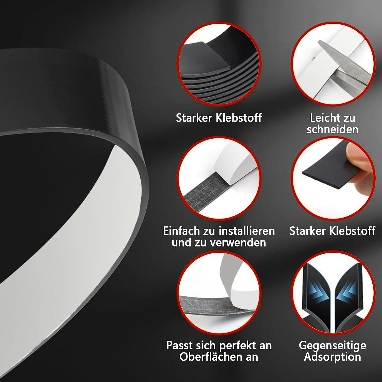 Detalle de CALLYSONIC 10cmx20mmx2mm zelfklevende magneten, 15 rechthoekige strips