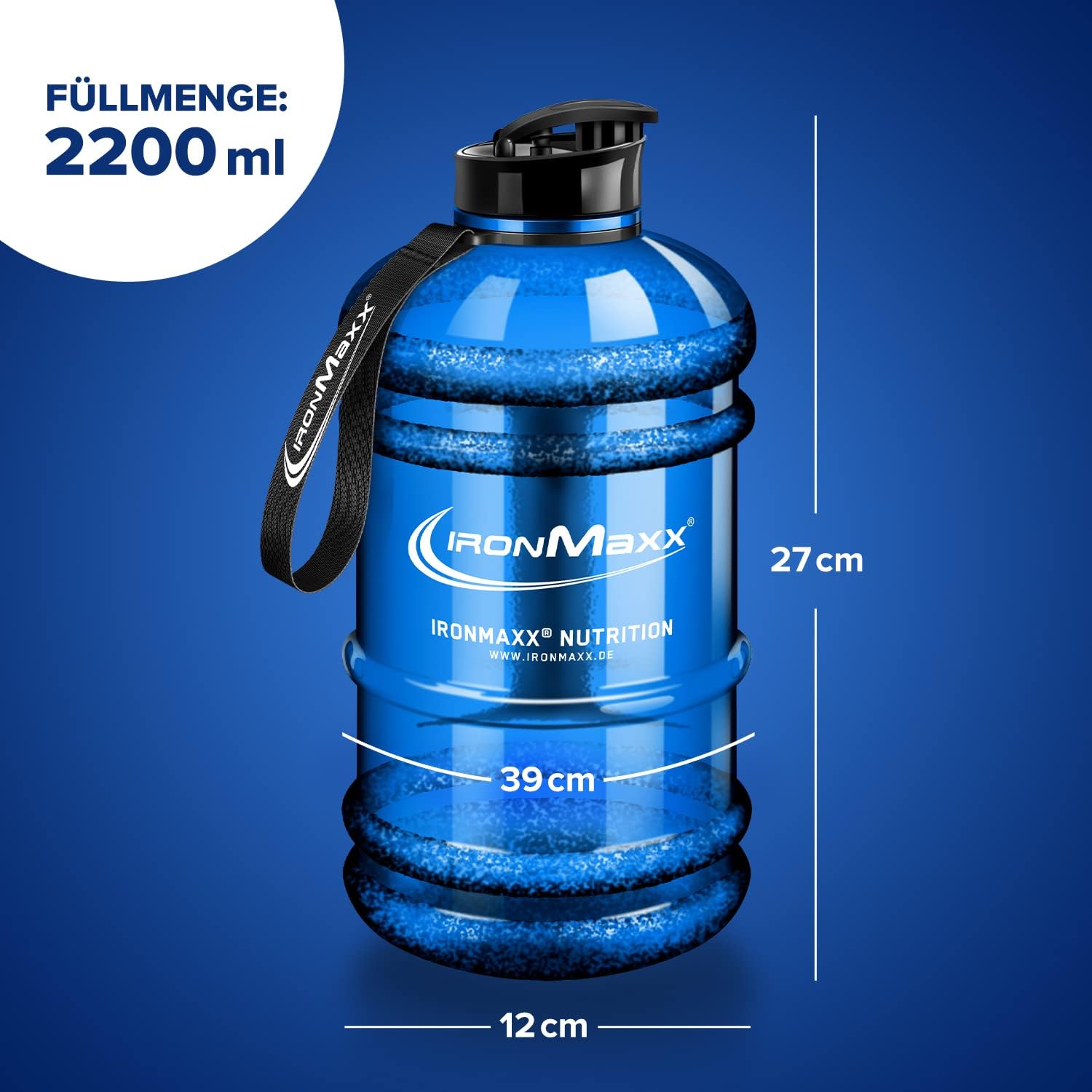 Thumbnail 4 de IronMaxx Water Gallon Blue 2200ml – borraccia ermetica BPA e DEHP free, robusta e versatile