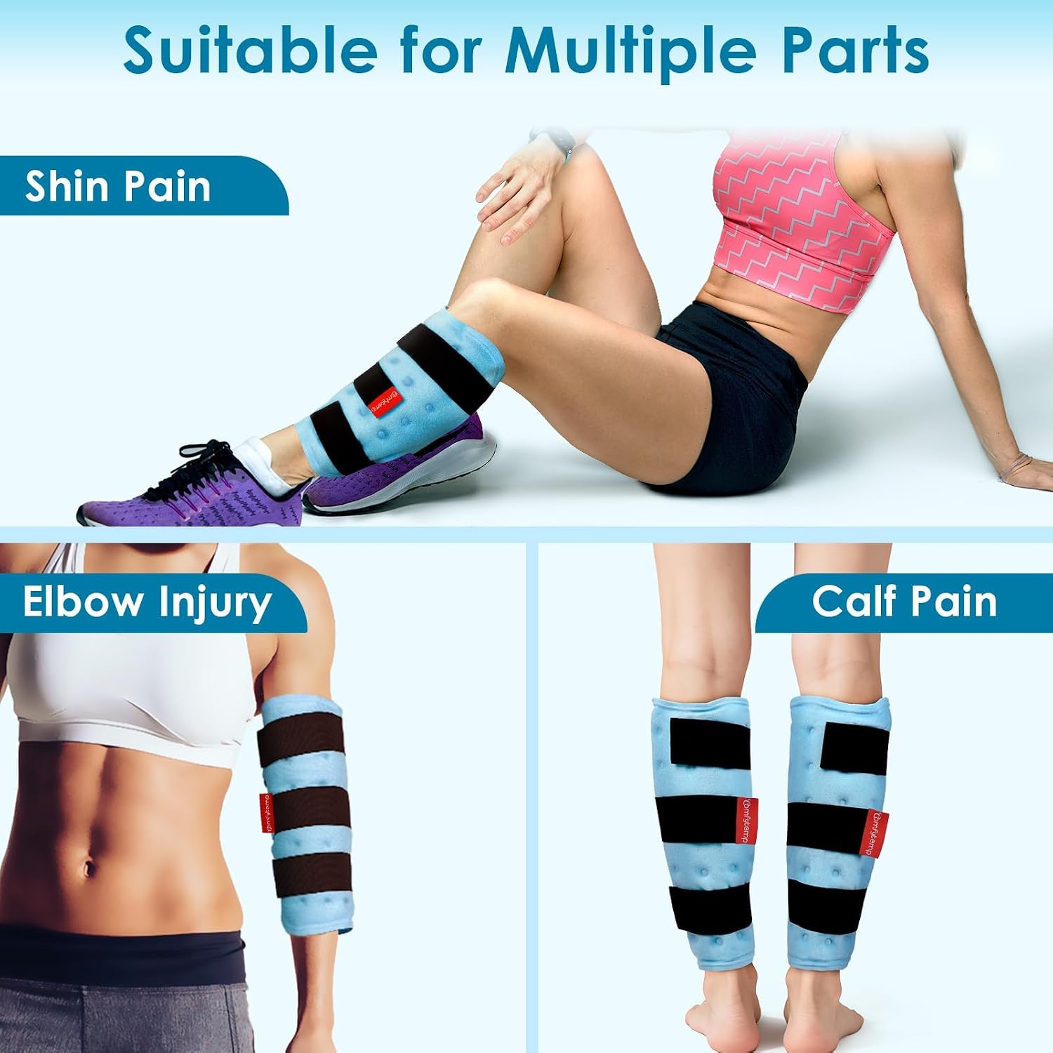 Thumbnail 6 de Comfytemp Leg Ice Pack Wrap (2 Packs): Reusable Full-WitH Coverage for Calf, Shin & Elbow