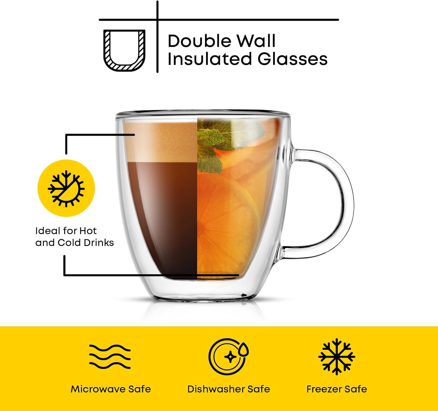 Thumbnail 2 de JoyJolt Savor Double Wall Espresso Glasses 5.4 oz