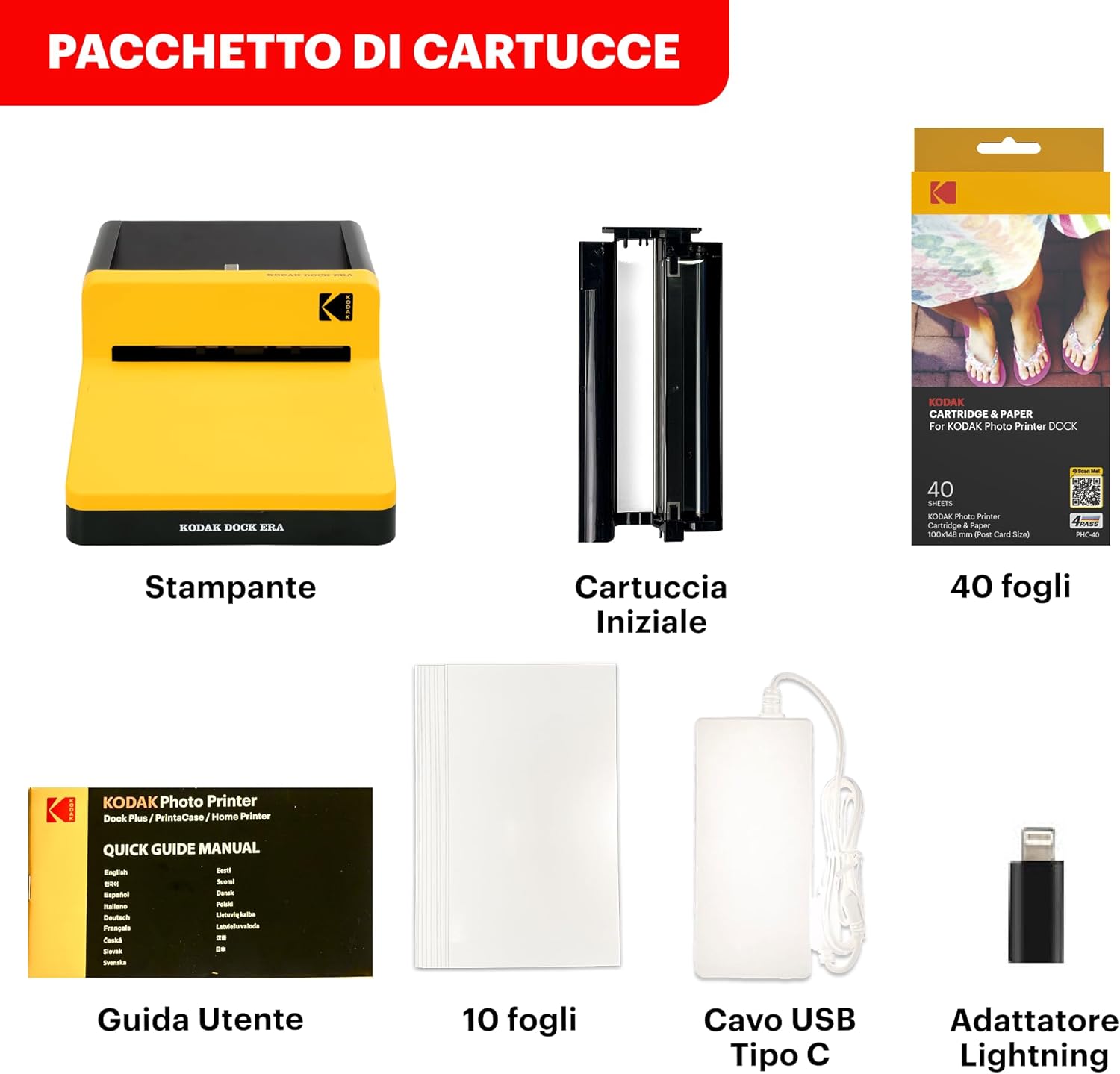 Thumbnail 6 de KODAK Dock Era Stampante fotografica giallo con docking station e stampa 10x15 cm da smartphone