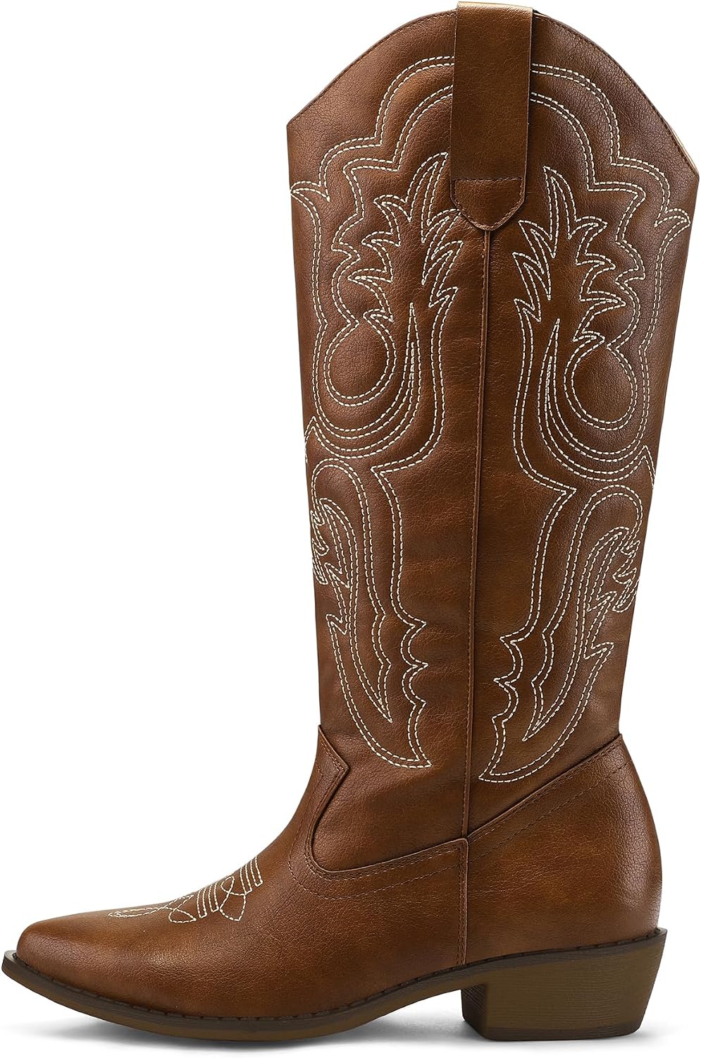 Thumbnail 6 de Mysoft Women's Cowboy Boots Mid Calf Western Embroidered Pointed Toe with Chunky Heel