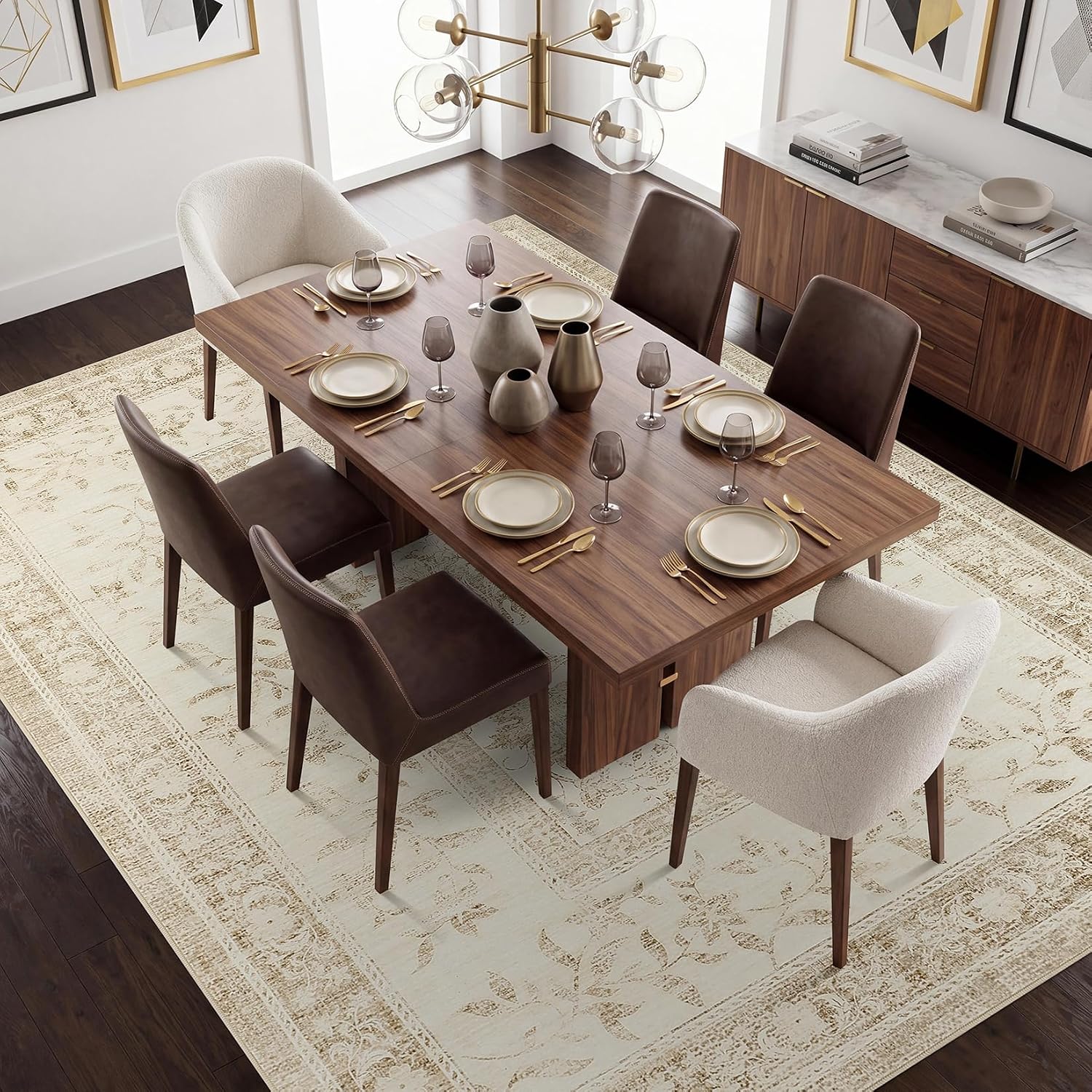 Detalle de GarveeHome Wind Beige 8x109B 8' x 10' Washable Low-Pile Area Rug
