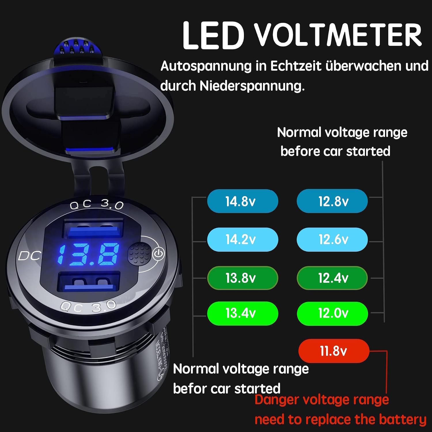 Thumbnail 1 de 12V USB Auto Ladegerät mit Quick Charge 3.0