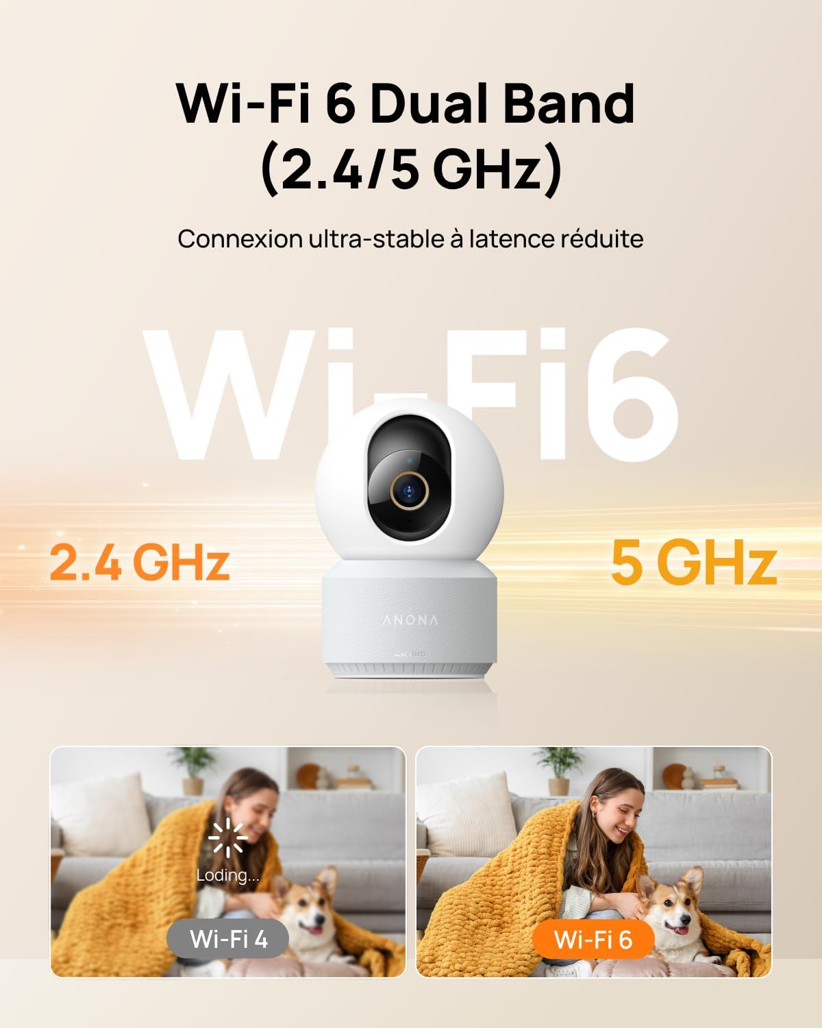 Detalle de Anona 4K(8MP) Caméra Surveillance WiFi Intérieur – 360° et Suivi Auto, IA et Audio 2 Voies