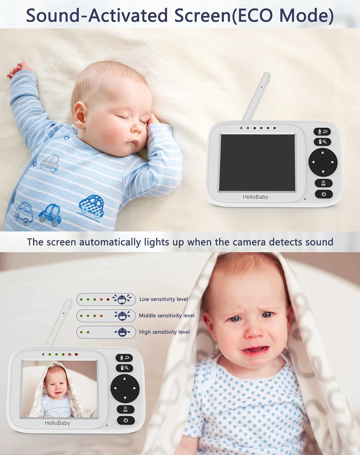 Thumbnail 4 de HelloBaby Babyphone mit 2 Kameras – 3,2 Zoll, Nachtsicht und ECO-Modus