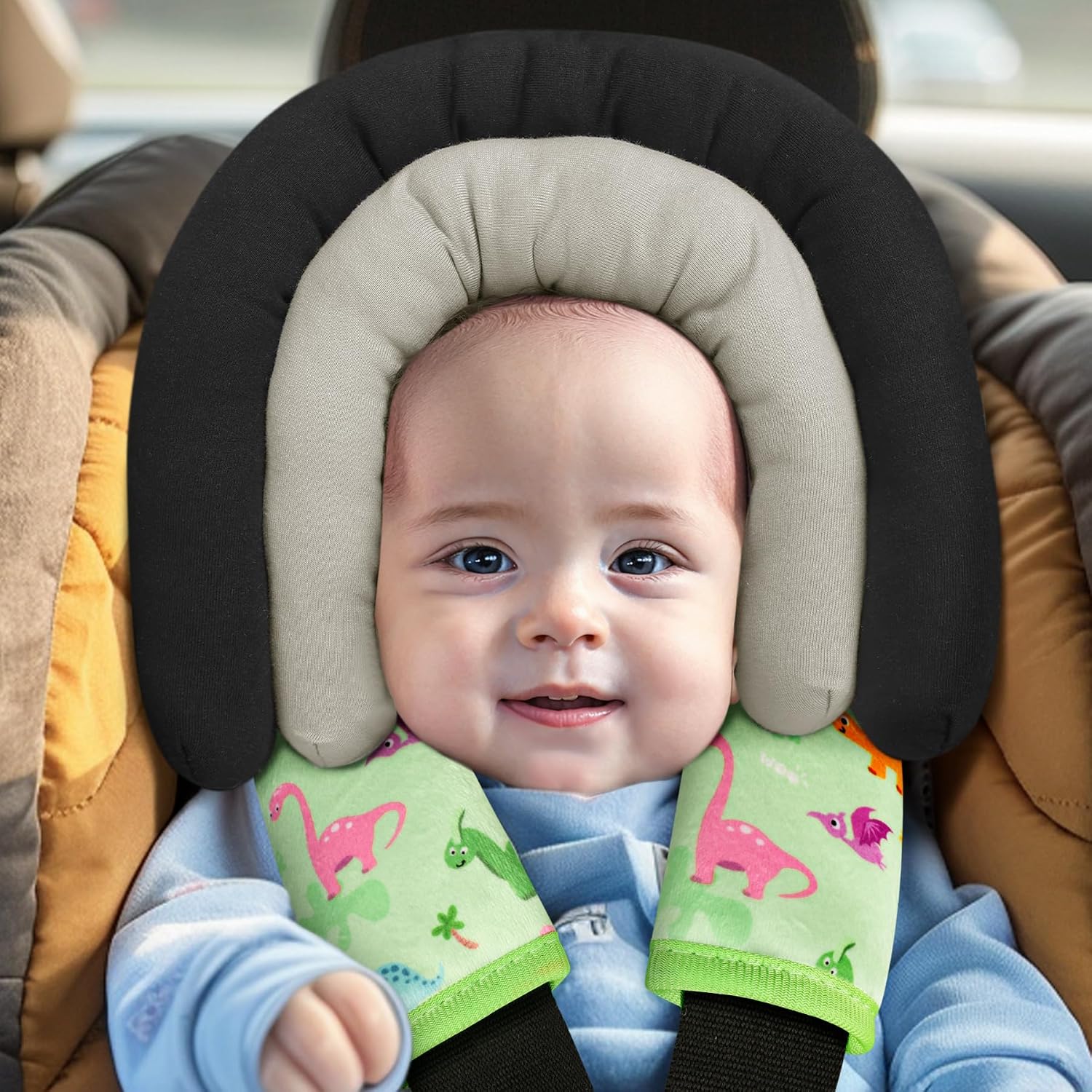 Detalle de COOLBEBE Car Seat Strap Shoulder Pads, Soft Velvet-Touch Covers for Kids